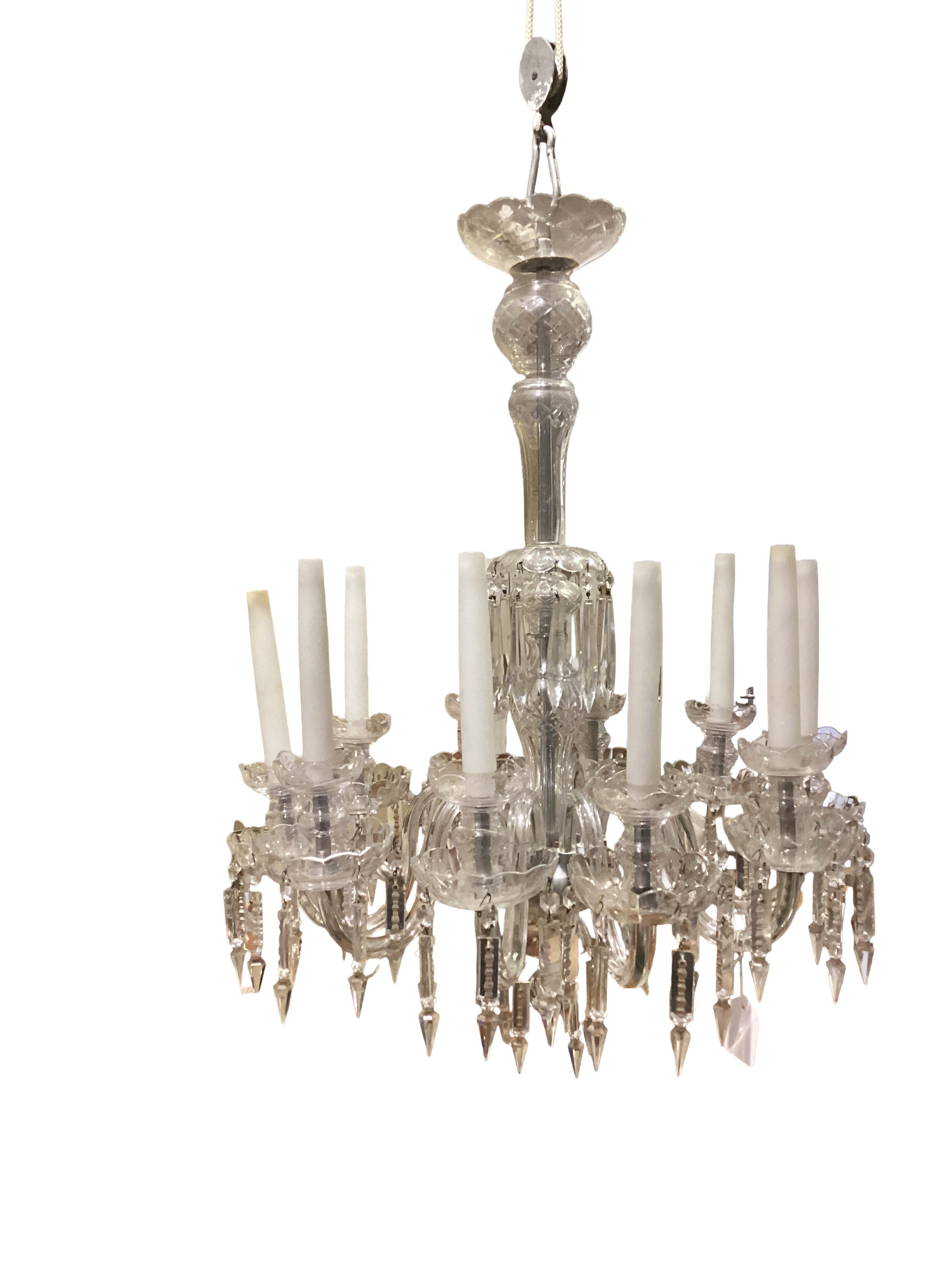 A cut glass chandelier